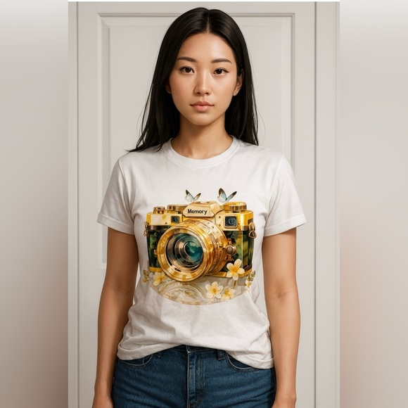 unbranded Tops - Vintage Camera Graphic T-shirt, Graphic DTF Tee Customized Tee White Size M NWOT